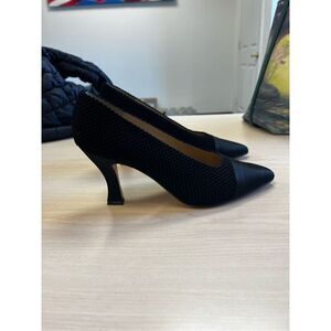Proxy Made In Spain Black Textured & Satin Pumps Heels Formal Sz 7 EUC